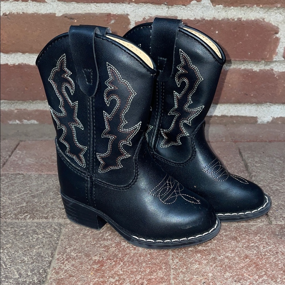 Faded Glory Black Kids Western Boots, size 7, great for a little cowboy
